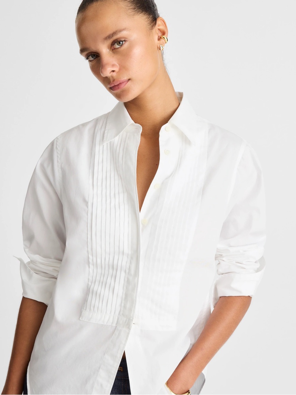 Madewell | Cutaway Tuxedo Shirt White Cotton Poplin | NWT